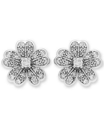 Macy's - Diamond Flower Stud Earrings (1/2 ct. t.w.) in 14k White Gold
