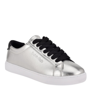 Calvin Klein Women's Gules Lace-up Sneakers Women's Shoes In Silver-tone |  ModeSens