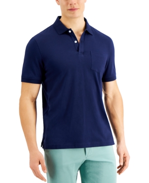 Club Room Men's Solid Jersey Polo With Pocket, Created For Macy's In Navy Blue