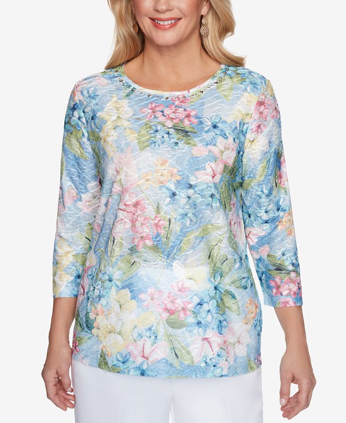 Alfred Dunner Petite Classics Floral-Print Top - Macy's