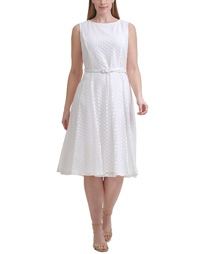 Jessica Howard Plus Size Belted Lace Dress & Reviews - Dresses - Plus ...
