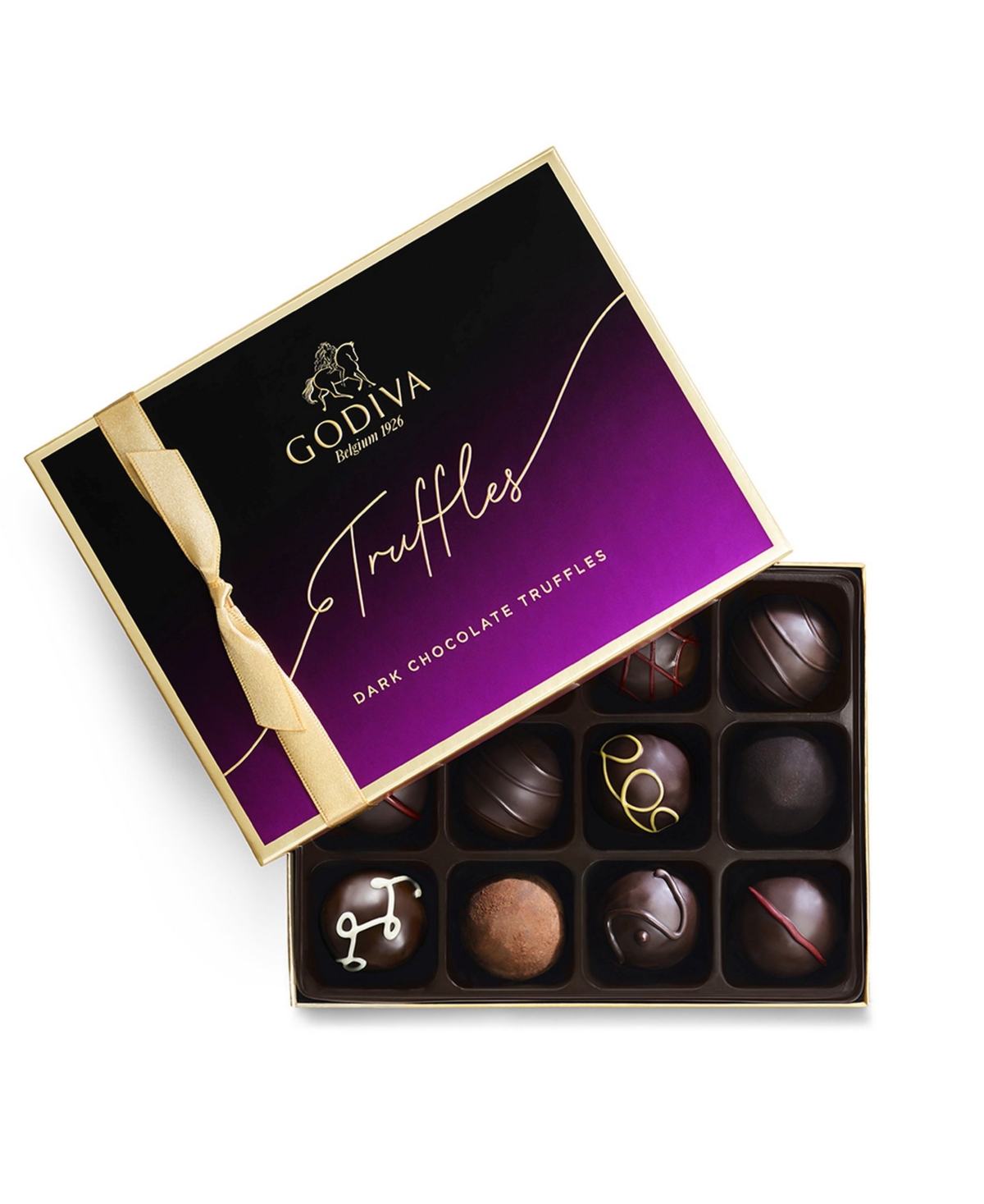 Godiva Dark Truffles Gift Box, 12 Pieces In Transparent