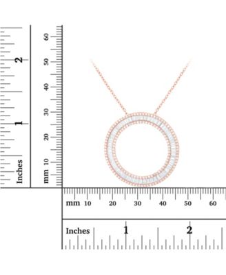 Cubic Zirconia Baguette and Round Sterling Silver Open Circle Necklace (Also in 14k Gold Over Silver or 14k Rose Gold Over Silver)