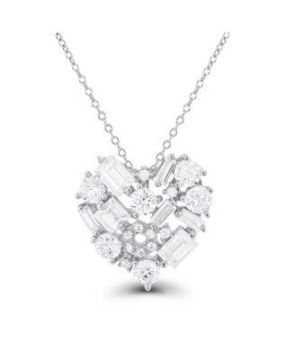 Macy's - Cubic Zirconia Scattered Cluster Heart 18" Pendant Necklace in 14k Rose Gold-Plated Sterling Silver