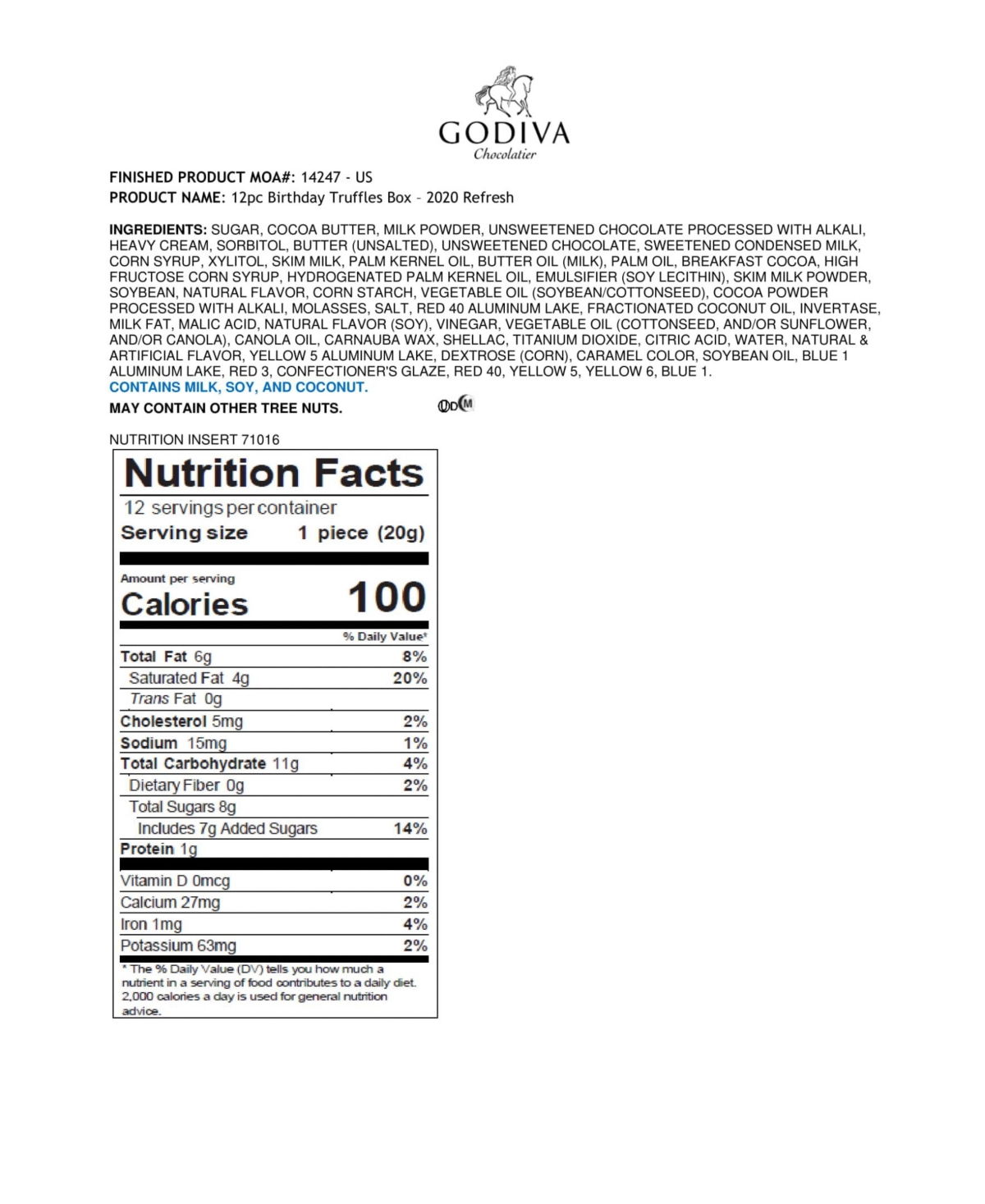 Godiva Happy Birthday Truffles Gift Box, 12 Piece In Multi