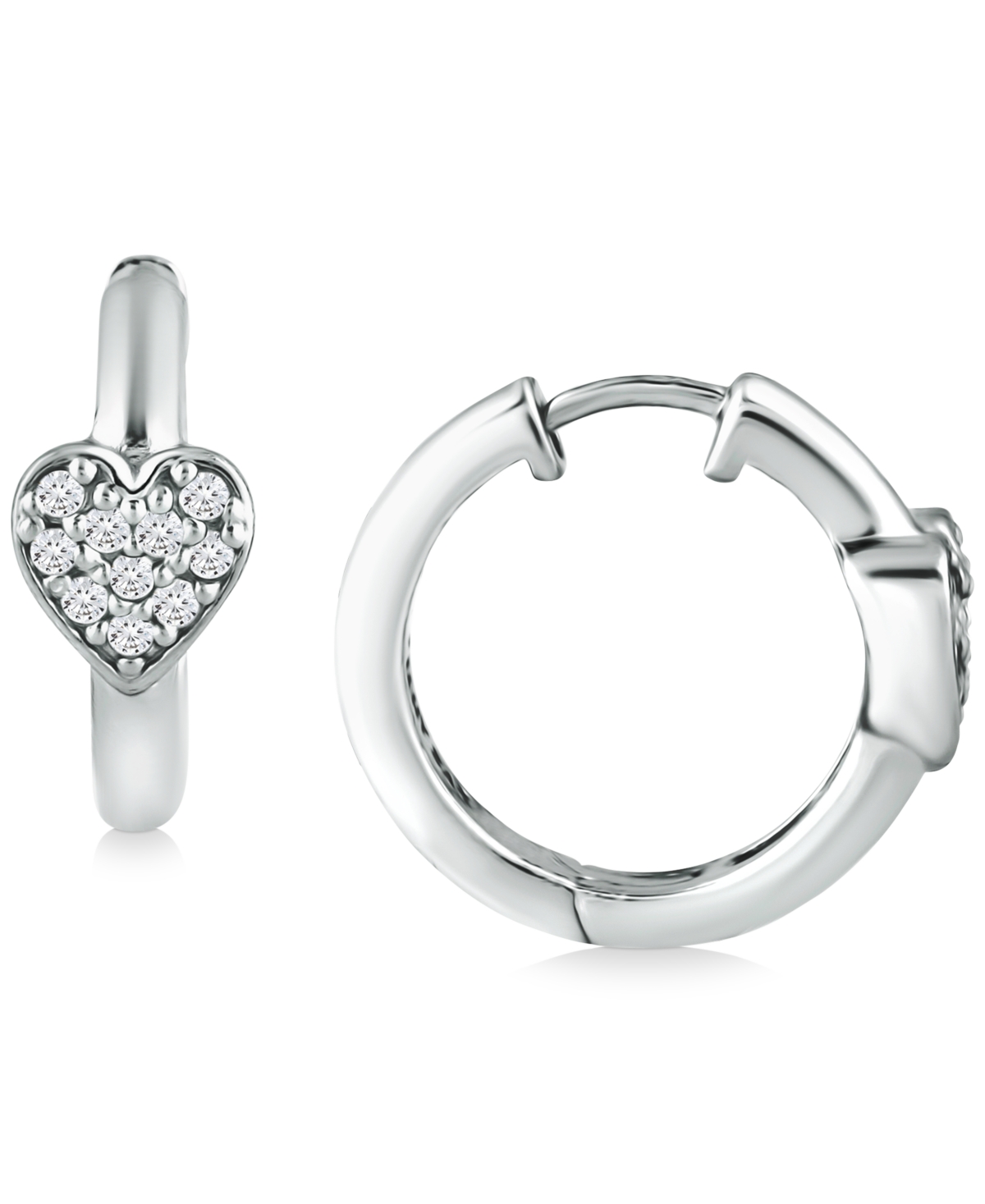 Giani Bernini Cubic Zirconia Heart Small Hoop Earrings, 0.63