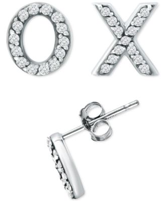 Cubic Zirconia X & O Mismatch Stud Earrings