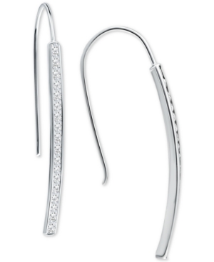 Giani Bernini Cubic Zirconia Vertical Bar Threader Earrings, Created For Macy's In White