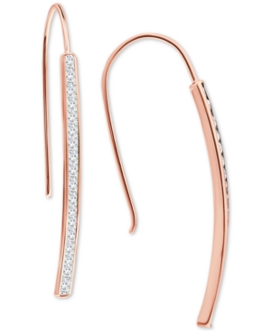 Giani Bernini Cubic Zirconia Vertical Bar Threader Earrings, Created For Macy's In Rose Gold