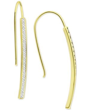 Giani Bernini Cubic Zirconia Vertical Bar Threader Earrings, Created For Macy's In Gold