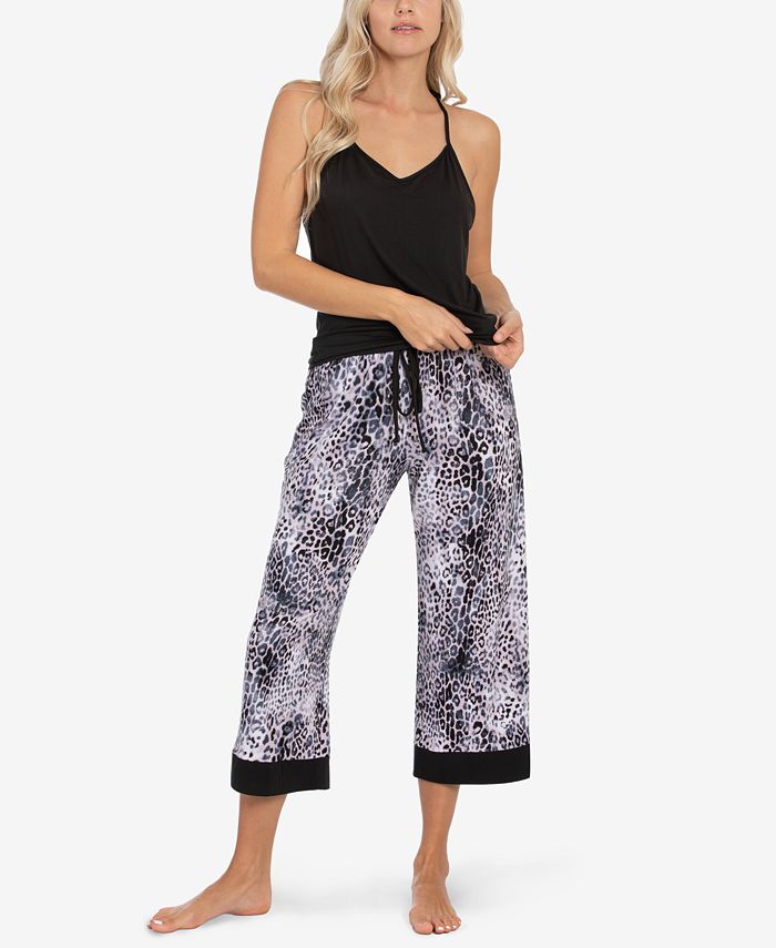 Linea Donatella LeopardPrint Wrap Robe, Cami & Capri Pajama Set Macy's
