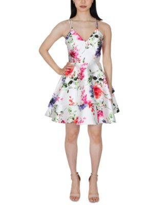 Dear Moon - Juniors' Floral-Print Fit & Flare Dress