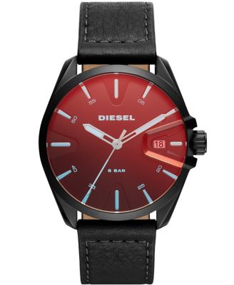 Diesel - Men's MS9 Black Leather Strap Watch 44mm