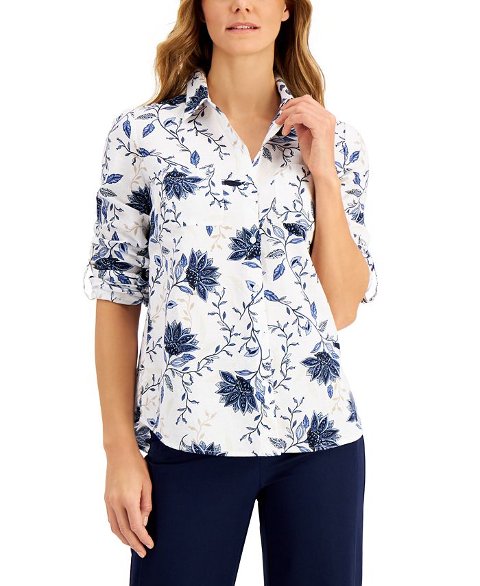 Charter Club Floral-Print Shirt, Created for Macy's - Macy's