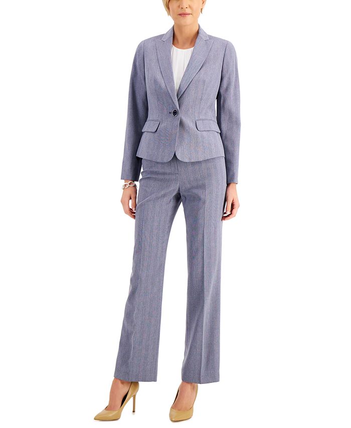 Le Suit Shadow-Stripe Pantsuit - Macy's