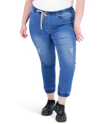 Gogo Jeans - Trendy Plus Size Tie-Front Jogger Jeans