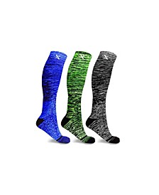 Men's and Women's Space Dye Knitted Compression Socks - 3 Pairs