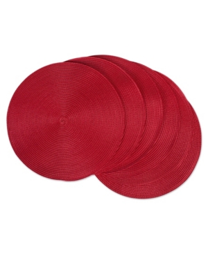 Design Imports Design Import Round Polypropylene Woven Placemat, Set Of 6 In Red