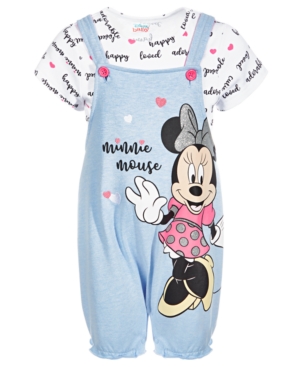 Disney Baby Girls 2-Pc Minnie Mouse Shortall & Printed T-Shirt Set