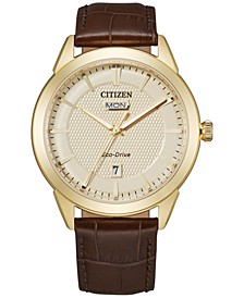 Eco-Drive Men's Corso Brown Leather Strap Watch 40mm
