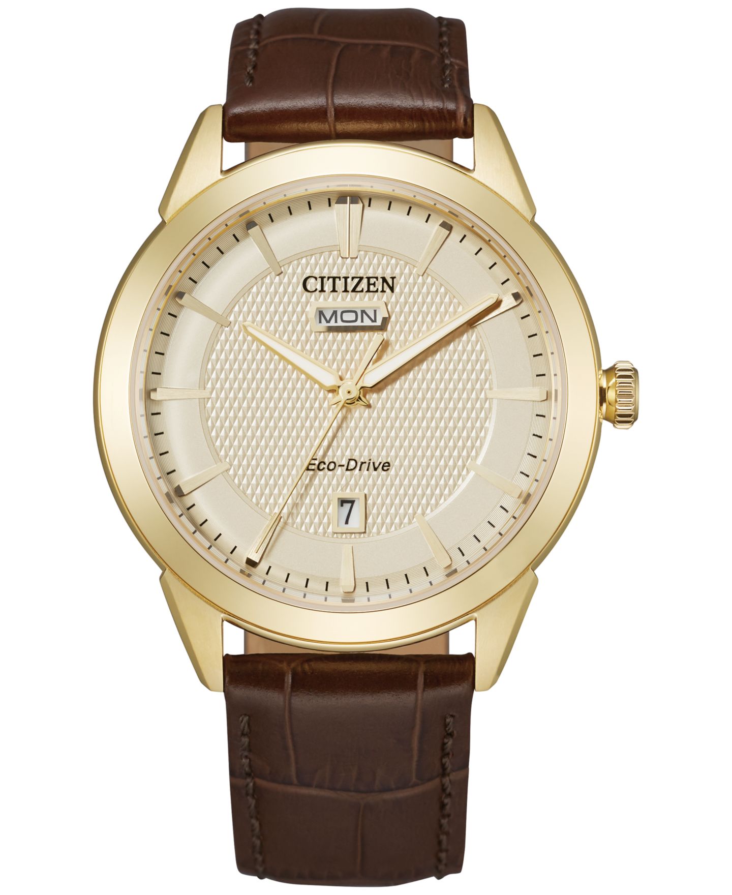 Мужские часы Citizen Eco-Drive Corso Brown Leather Strap Watch 40mm — фото 1