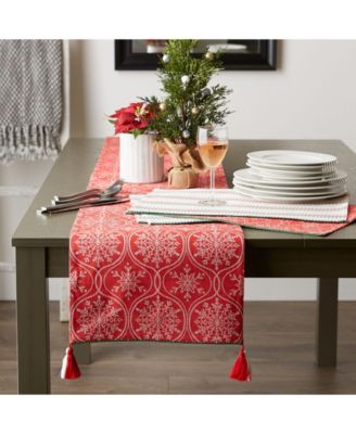 Joyful Snowflakes Jacquard Collection for Everyday Use, Holidays and Dinner Parties, Table Runner, 14" x 108"