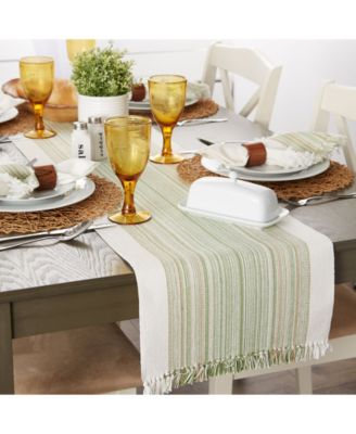 Striped Fringed Table Runner, 14" x 72"