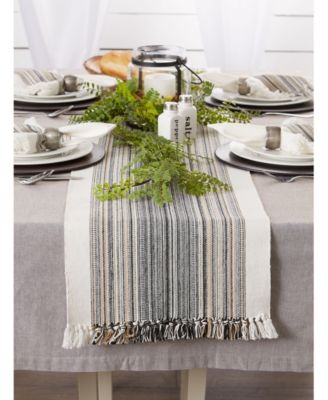 Striped Fringed Table Runner, 14" x 108"