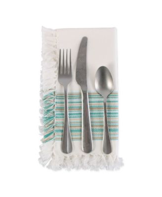 Fringed Stripe Table Toppers, 20" x 20", Set of 6