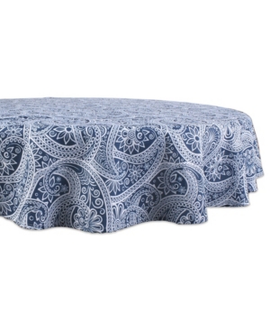 Design Imports Paisley Print Outdoor Tablecloth, 60 Round In Blue