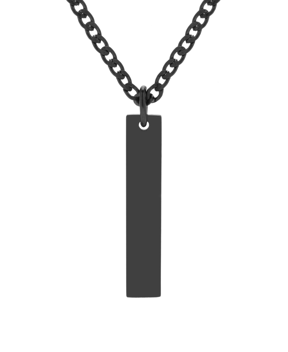 Eve's Jewelry Men's Black Plated Stainless Steel Vertical Pendant Necklace