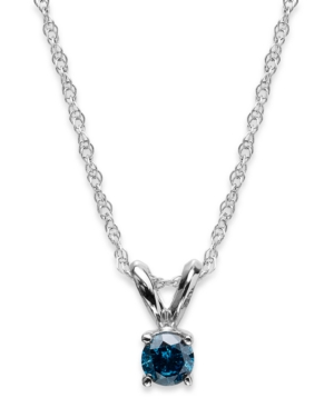 image of 10k White Gold Blue Diamond Pendant Necklace (1/6 ct. t.w.)