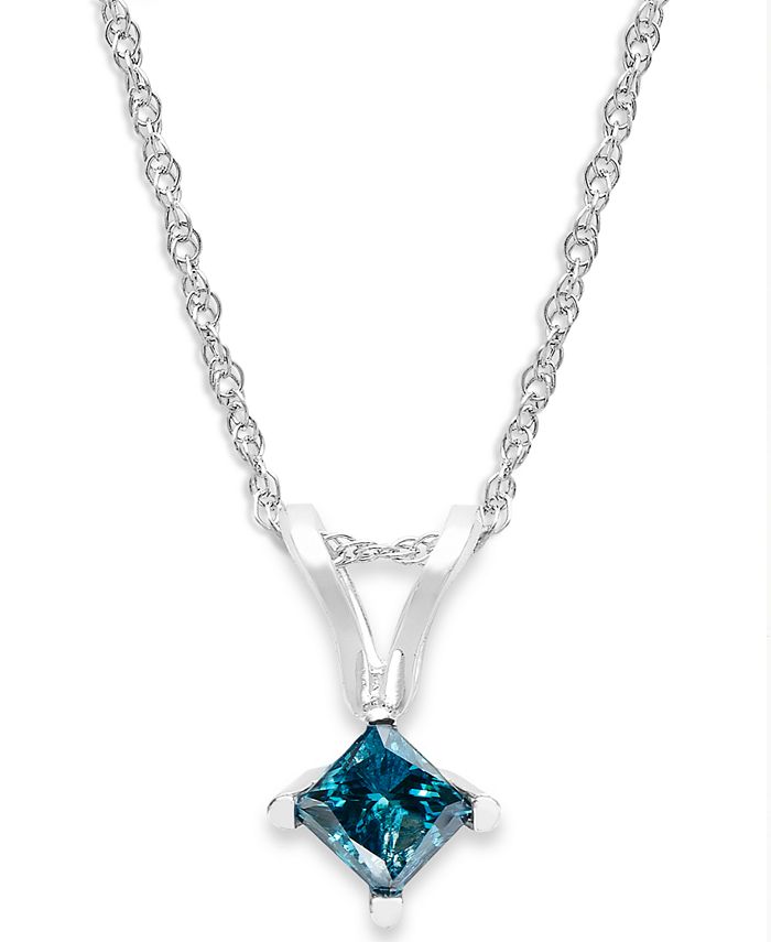 Macy's - 10k White Gold Blue Diamond Pendant Necklace (1/4 ct. t.w.)