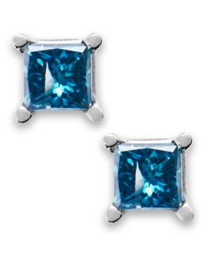 image of 10k White Gold Blue Diamond Stud Earrings (1/6 ct. t.w.)