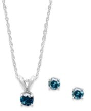Macy's blue diamond discount earrings