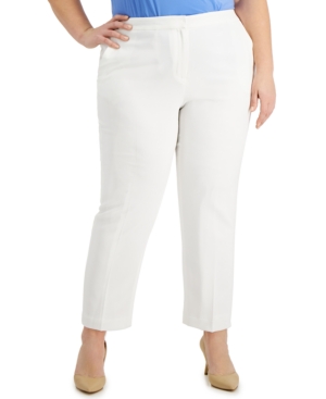 Kasper Plus Size Textured Pants In Lily White