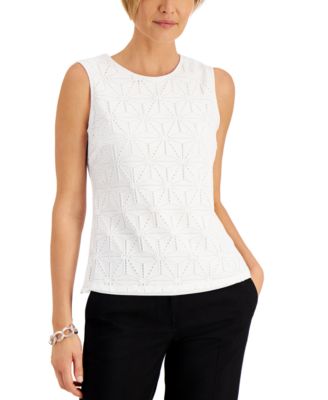 Kasper - Geometric-Lace Sleeveless top