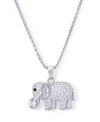 Macy's - Cubic Zirconia Elephant Pendant 18" Necklace in Fine Silver Plate
