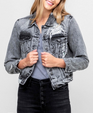 Women's Distressed Classic Fit Denim Jacket