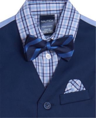 Baby Boys Shirt, Solid Twill Vest, Pants & Bowtie Set