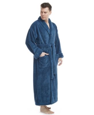 Men's Shawl Collar Full Ankle Length Fleece Bathrobe
