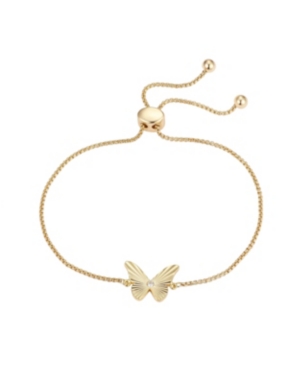 Unwritten Gold Flash-plated Crystal Butterfly Adjustable Bolo Bracelet