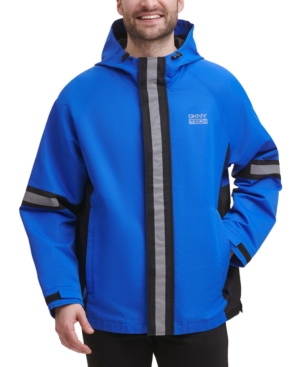 Dkny Men's Tech Regular-Fit Colorblocked Hooded Rain Jacket