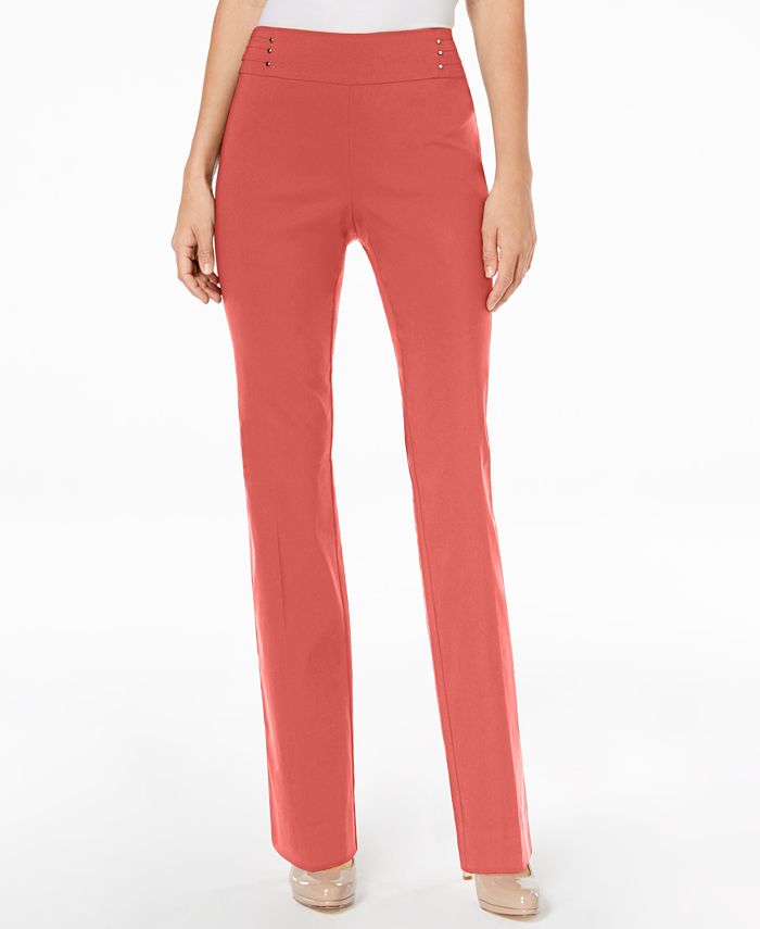 Jm Collection Studded Pull-on Tummy Control Pants, Regular And Short  Lengths, Created For Macy's In Wildflower Pink