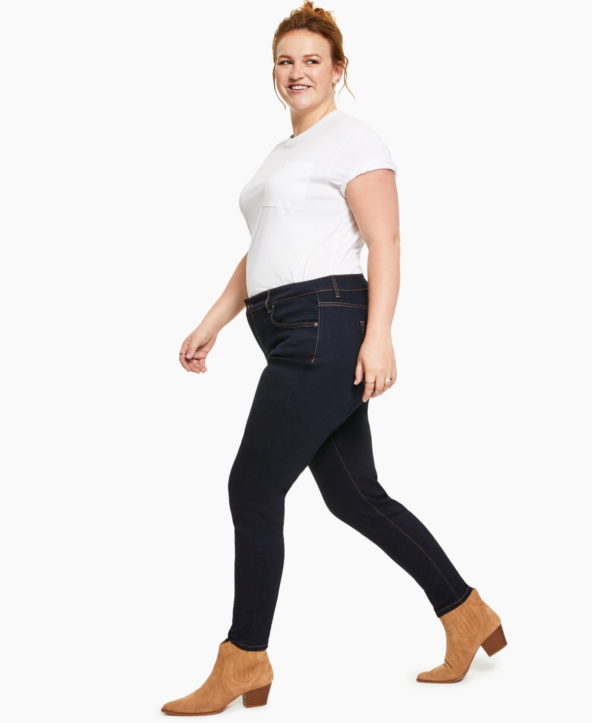 STYLE & CO PLUS SIZE MID-RISE CURVY SKINNY JEANS, CREATED FOR MACY'S