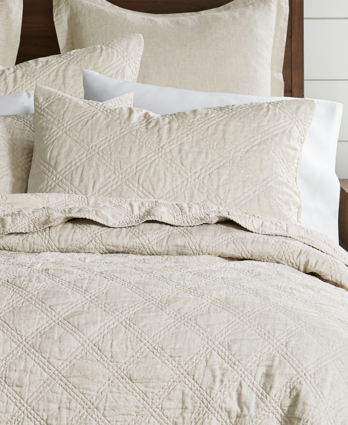 Levtex Quilted Linen Sham, King - Natural