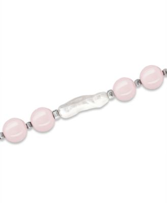 Genuine Stone Bead Biwa Pearl Stretch Bracelet