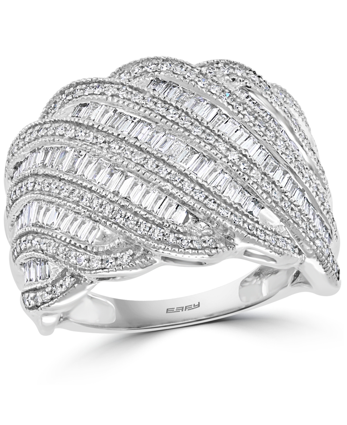 Effy Diamond Scalloped-Edge Statement Ring (1-1/20 ct. t.w.) in 14k White Gold