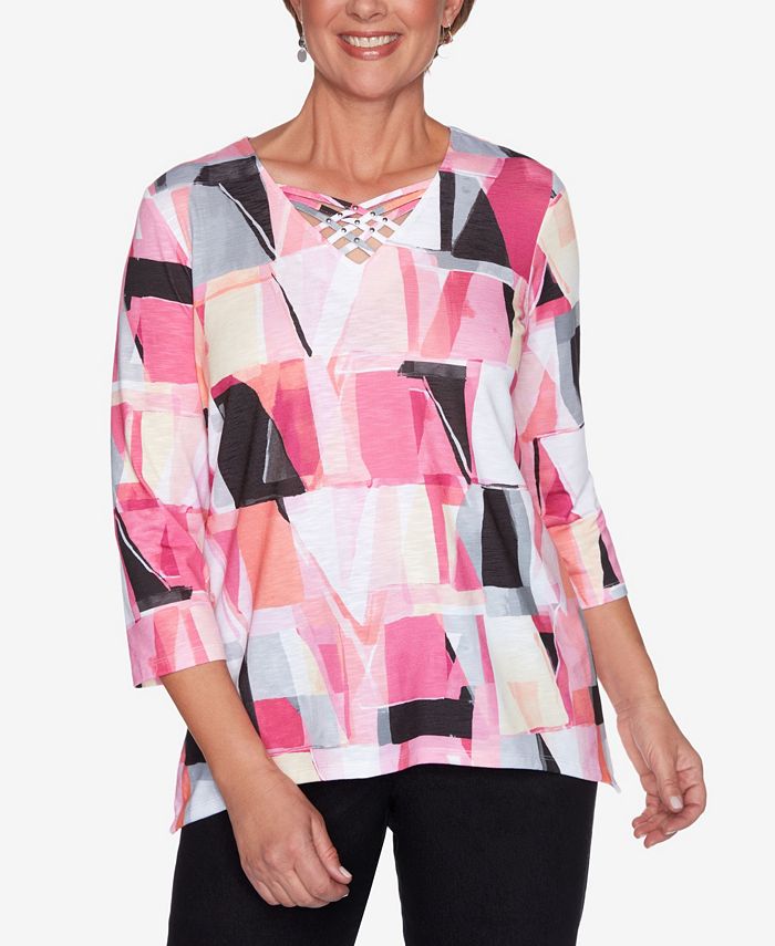 Alfred Dunner Plus Size Clean Getaway Stained Glass Print Top Macy's