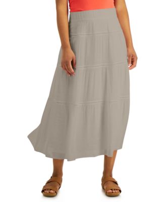 JM Collection Petite Tiered Gauze Skirt, Created for Macy's - Macy's
